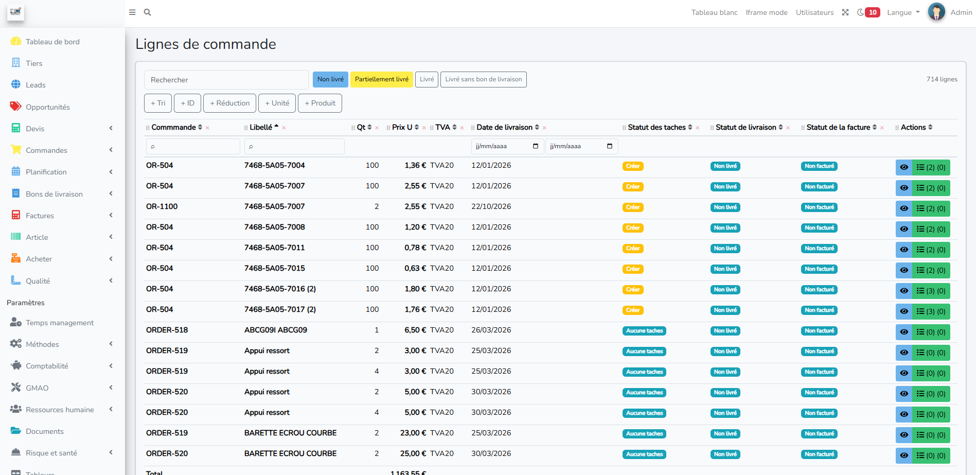 Industrial ERP interface