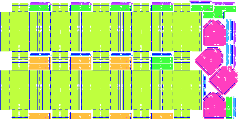 Color-coded sheet metal workshop layout